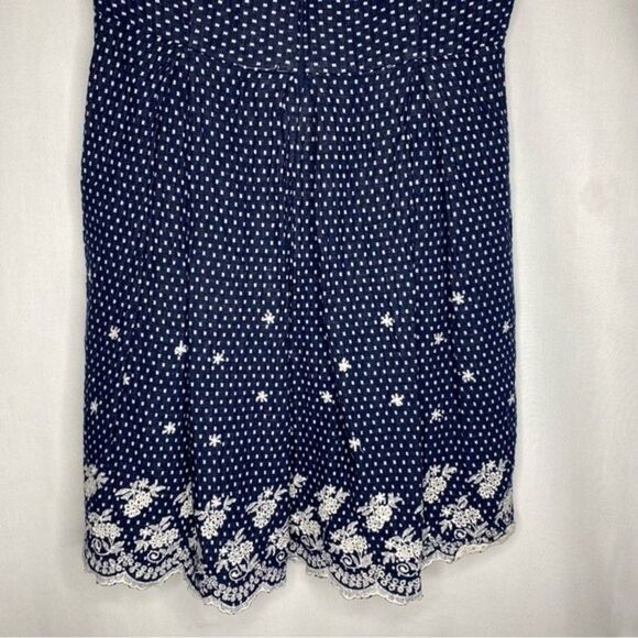 Francesca's Jun & Ivy Blue White Embroidered Floral Eyelet Fit & Flare Dress M - Picture 7 of 10